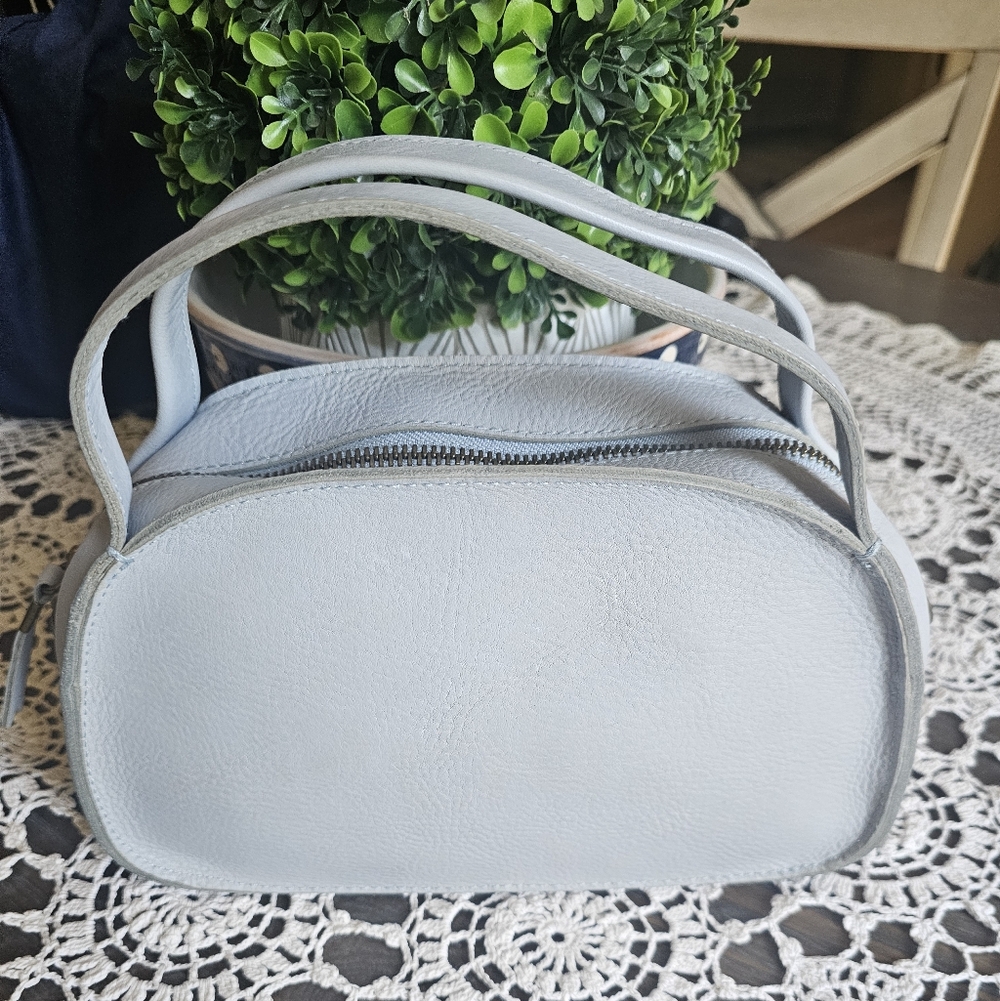 Madewell• Pale BLUE/Gray Leather Satchel With CROSSBODY